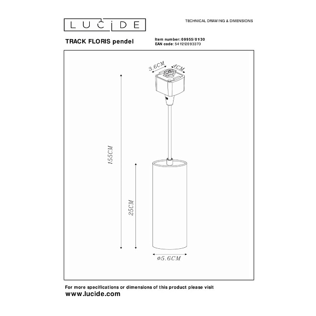 Трековый светильник Lucide FLORIS 09955/01/30 изображение 2 Трековый светильник Lucide FLORIS 09955/01/30 Фото № 2