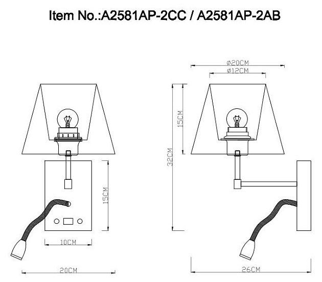 Бра Arte Lamp Elba A2581AP-2AB фото 2