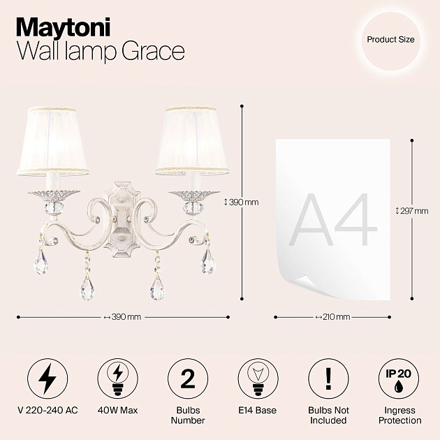 Бра Maytoni Grace ARM247-02-G Фото № 2