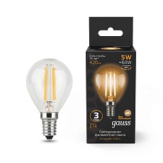 Лампа светодиодная филаментная Gauss E14 5W 2700K прозрачная 105801105 4