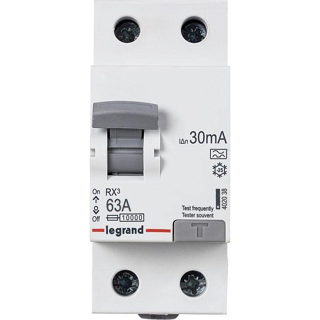 Выключатель дифференциального тока Legrand RX3 2П 63А 300мА AC 402038 Фото № 1