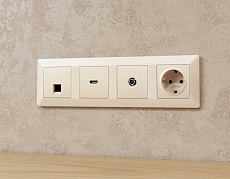 Комплект механизма TV розетки оконечной AMBRELLA VOLT ALFA Бежевый матовый 50-870 MHz 1dB QUANT (AP3330, VM202) MA333010 4