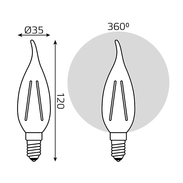 Лампа светодиодная филаментная Gauss E14 11W 2700К прозрачная 104801111 фото 3