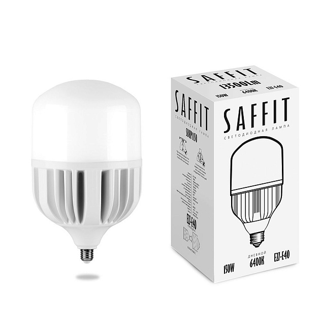 Лампа светодиодная Saffit E27-E40 150W 4000K матовая SBHP1120 55144 фото 