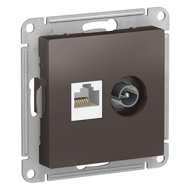 Розетка компьютерная RJ45/TV Systeme Electric AtlasDesign 5e кат UTP мокко ATN000689 Фото № 1