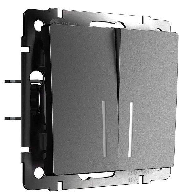 Выключатель Werkel двухклавишный с подсветкой графит W1120164 4690389194368 изображение 1 Выключатель Werkel двухклавишный с подсветкой графит W1120164 4690389194368 Фото № 1