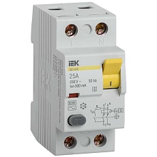 Выключатель дифференциальный (УЗО) ВД1-63S 2Р 25А 300мА IEK MDV12-2-025-300