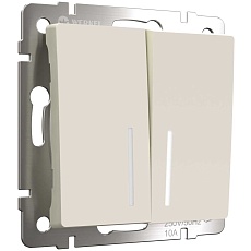 Выключатель двухклавишный проходной с подсветкой Werkel айвори матовый W1122162 4690389191862 3