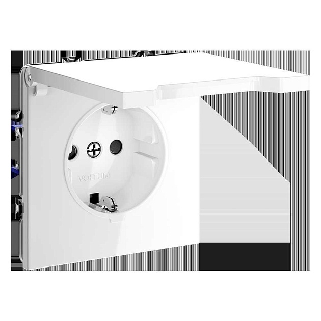 Розетка встраиваемая Voltum S70 с заземлением, защитными шторками и крышкой 16А, (белый глянцевый) VLS040301 Фото № 5
