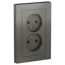 Розетка двойная 2К Systeme Electric AtlasDesign 16A 250V со шторками сталь ATN000922