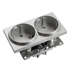 Розетка двойная 2P+PE Stekker Катрин со шторками серебро GLS16-7114-03 39584 4