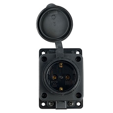 Розетка настенная 1-местная с/з Stekker, RST16-31-44, каучук, 250В, 16А, IP44, черный 39018 5