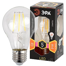 Лампа светодиодная филаментная ЭРА E27 5W 2700K прозрачная F-LED A60-5W-827-E27 Б0019010 2