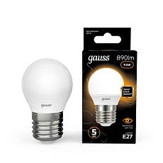 Лампа светодиодная Gauss E27 9.5W 3000K матовая 105102110 4