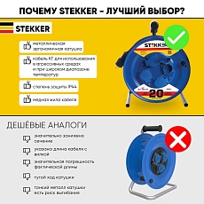 Удлинитель Stekker Professional 4гн 20м с/з PRF02-31-20 39785 1