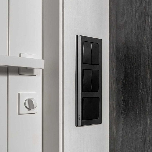 Выключатель Werkel двухклавишный проходной черный матовый W1122008 4690389156724 Фото № 14