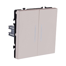 Выключатель 2-клавишный 10А/250В с LED подсветкой, кашемир матовый Kollinger Eclipse EC-010CM 1