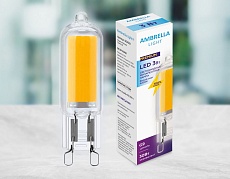 Лампа светодиодная филаментная Ambrella light G9 3W 4200K прозрачная 204521