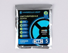 Светодиодная лента Ambrella Light 14,4W/m 180LED/m 2835SMD холодный белый 5M GS3203 3