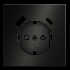 Накладка для розетки с заземлением и защитными шторками, с USB A+C, S70 Metal (антрацит) Voltum VLSM001012 5