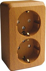 Розетка двойная 2К+З Systeme Electric Этюд 16A 250V со шторками бук PA16-008T