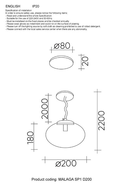 Подвесной светильник Crystal Lux Malaga SP1 D200 Cooper Фото № 2
