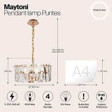 Подвесной светильник Maytoni Puntes MOD043PL-04G 1