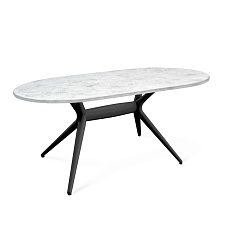 Кухонный стол Sheffilton SHT-TU30-2/140/80 МДФ овальная черный/мрамор премиум светлый 6394013702