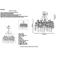 Подвесная люстра Crystal Lux Reina SP8 D1000 Gold Pearl 1