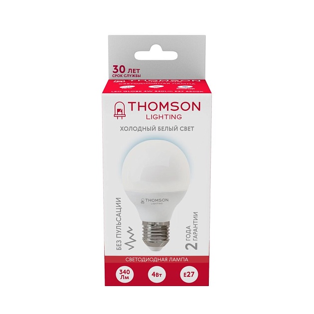 Лампа светодиодная Thomson E27 4W 6500K шар матовая TH-B2363 фото 2