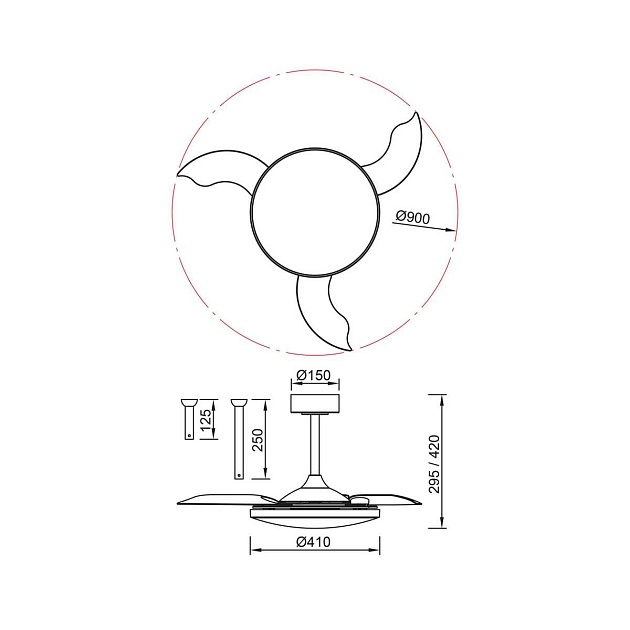 Люстра-вентилятор Mantra SLIM FAN mini 9056 Фото № 7