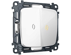 Комплект механизма 2-клавишного выключателя с подсветкой 3200K OMEGA Белый глянец 10A-250V QUANT (OP1040, VM115, G11Y) MO104010