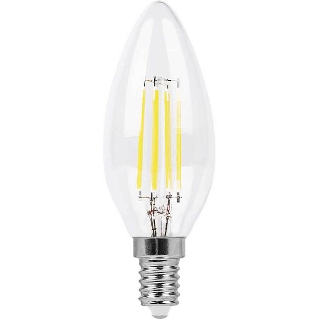 Лампа светодиодная филаментная Feron E14 7W 4000K Свеча Прозрачная LB-66 25780 фото 2