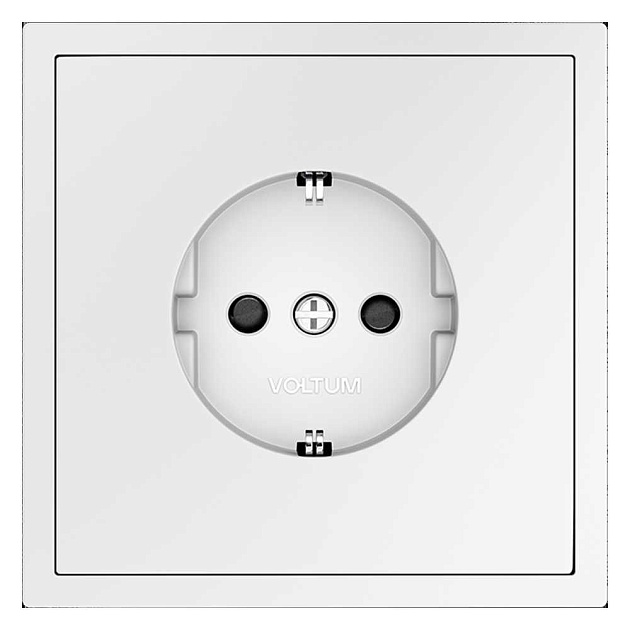 Розетка встраиваемая Voltum S70 с заземлением и защитными шторками, 16А, (белый матовый) VLS040202 Фото № 4