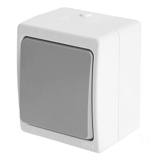 Выключатель одноклавишный Stekker Велена белый/серый PSW10-211-54 49731