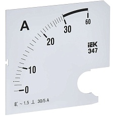 Шкала сменная для амперметра Э47 30/5А класс точности 1,5 96х96мм IEK IPA20D-SC-0030