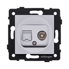 Розетка двойная TV (мама) + телефонная розетка RJ11, серый Kollinger REA-013GY для Aspekt, Eleganz, Reflex