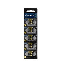 Батарейка General GBAT-LR44 (AG13)  кнопочная щелочная 10шт в блист (10/200/4000)