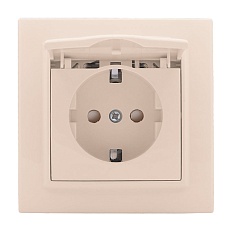 Розетка 1-местная СП с/з Минск с крышкой 16А бежевая с защ. штор. EKF ERR16-029-200