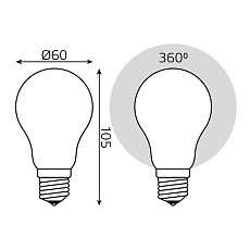 Лампа светодиодная филаментная Gauss E27 10W 2700К матовая 102202110 5