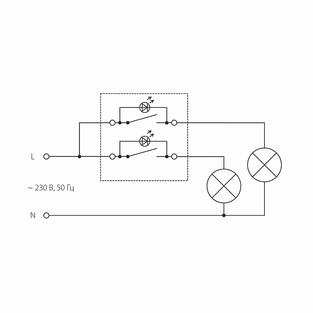 Выключатель двухклавишный с подсветкой Werkel серебряный W1120106 4690389155925 Фото № 2