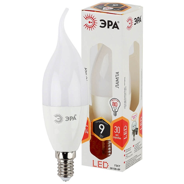 Лампа светодиодная ЭРА E14 9W 2700K матовая LED BXS-9W-827-E14 Б0027973 фото 2