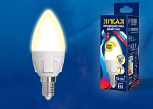 Лампа светодиодная диммируемая Uniel E14 7W 3000K матовая LED-C37 7W/3000K/E14/FR/DIM PLP01WH UL-00004296 1