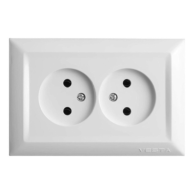 Розетка двойная 2P Vesta-Electric Roma белый FRZ00010203BEL изображение 1 Розетка двойная 2P Vesta-Electric Roma белый FRZ00010203BEL Фото № 1
