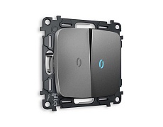 Комплект механизма 2-кл выключателя AMBRELLA VOLT с подсветкой 10000K OMEGA Антрацит серый QUANT (OP6540, VM115, G17B) MO654020