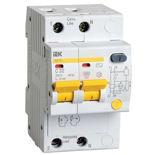 KARAT Дифференциальный автомат АД12 2P 32А 10мА тип AC IEK MAD10-2-032-C-010 Фото № 1