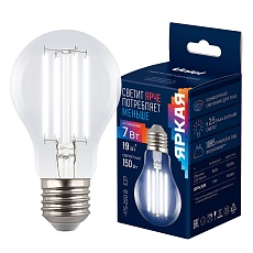 Лампа светодиодная Uniel E27 7W 4000K прозрачная LED-A60-7W/4000K/E27/CL GLY01TR UL-00011935 3