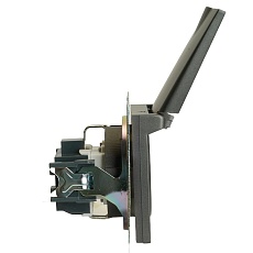 Розетка 2P+PE Stekker Катрин со шторками крышкой графит GLS16-7112-06 49424 2