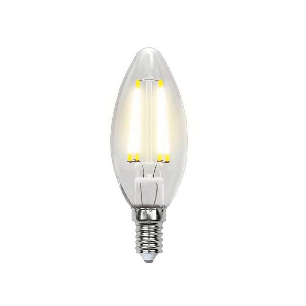 Лампа светодиодная филаментная Uniel E14 6W 3000K прозрачная LED-C35-6W/WW/E14/CL PLS02WH UL-00000199 фото 