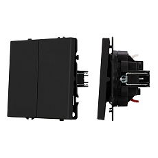 Механизм выключателя двухклавишный непроходной SWT-NOBE-MK02-SFPL-BK (230V, 10A) Arlight 054252